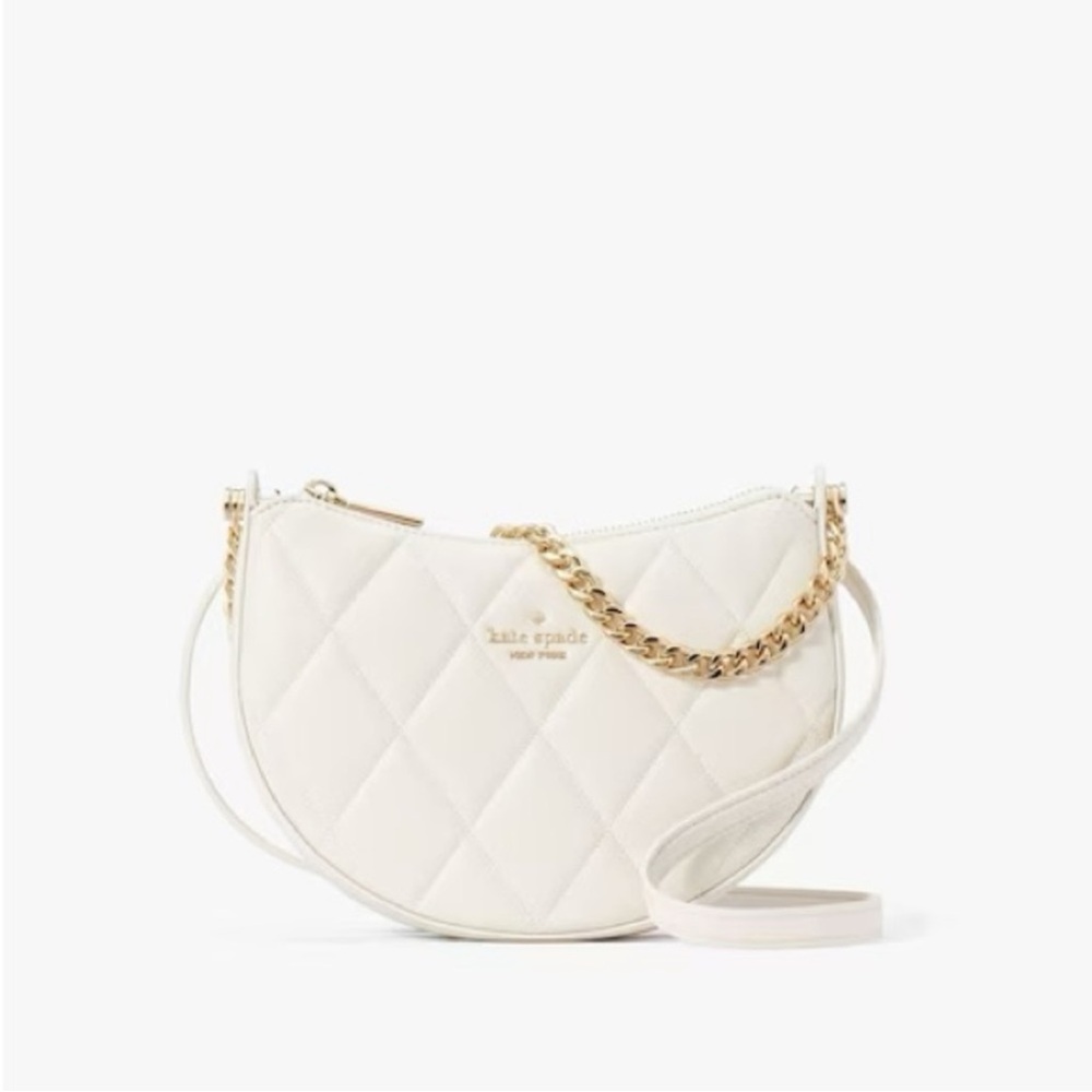 KATE SPADE Carey Top Zip Quilted White Crossbody Bag